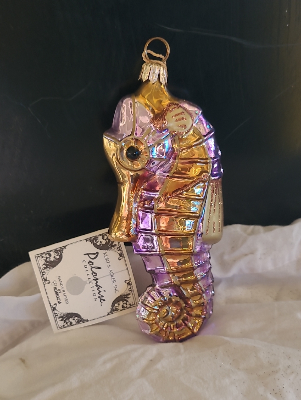 Kurt Adler Iridescent Gold and Purple Seahorse Ornament